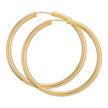 BNH Dame Blanke Forgyldt Sterling Sølv Øre Creoler, Ø 50 mm x 3,0 mm